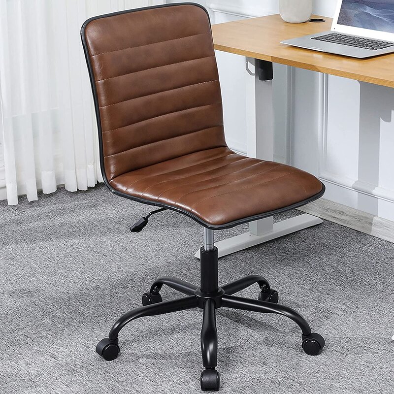 17 Stories High Quality Height Adjustable Office Chair Armless Leather